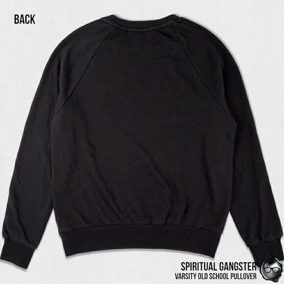 SPIRITUAL GANGSTER VARSITY OLD SCHOOL PULLOVER SWEATSHIRT IN VINTAGE BLACK XS - Picture 3 of 15